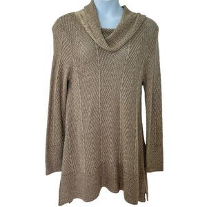 Khaki Colored Cowl Neck 100% Cotton Sweater Dress Size XL Vegan